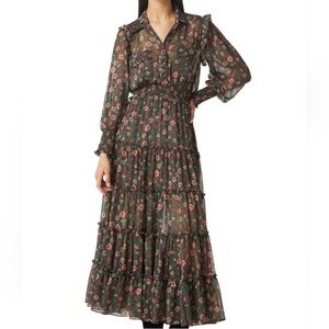 MISA Los Angeles Green Floral Aydeniz Dress